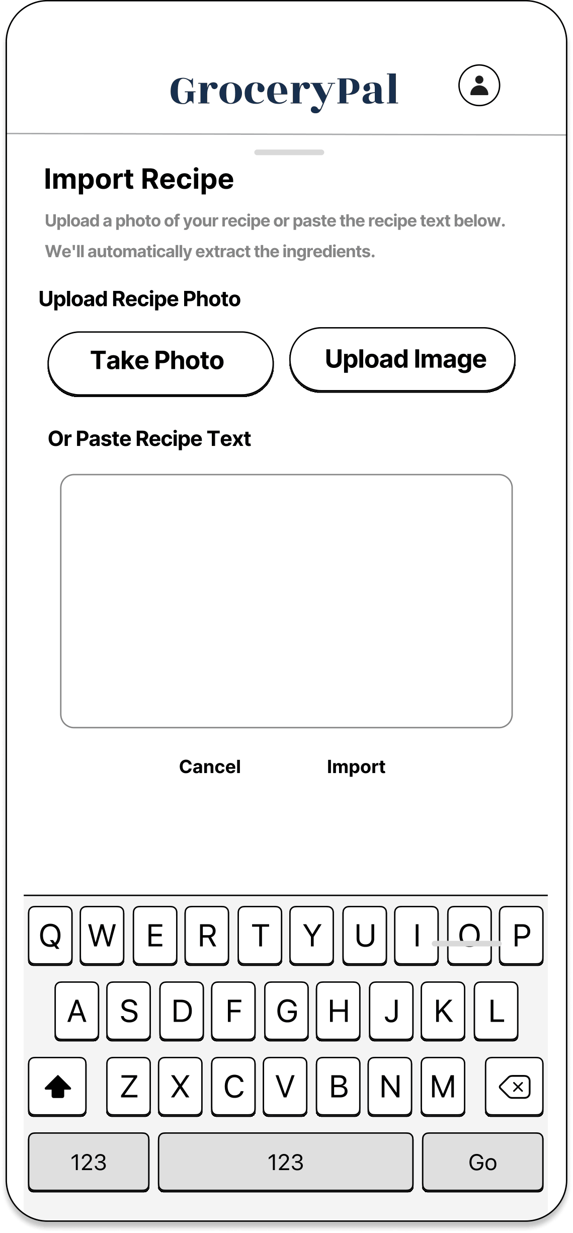 Recipe import modal
